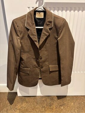 Classic Brown Kids' Blazer with Contrast Piping